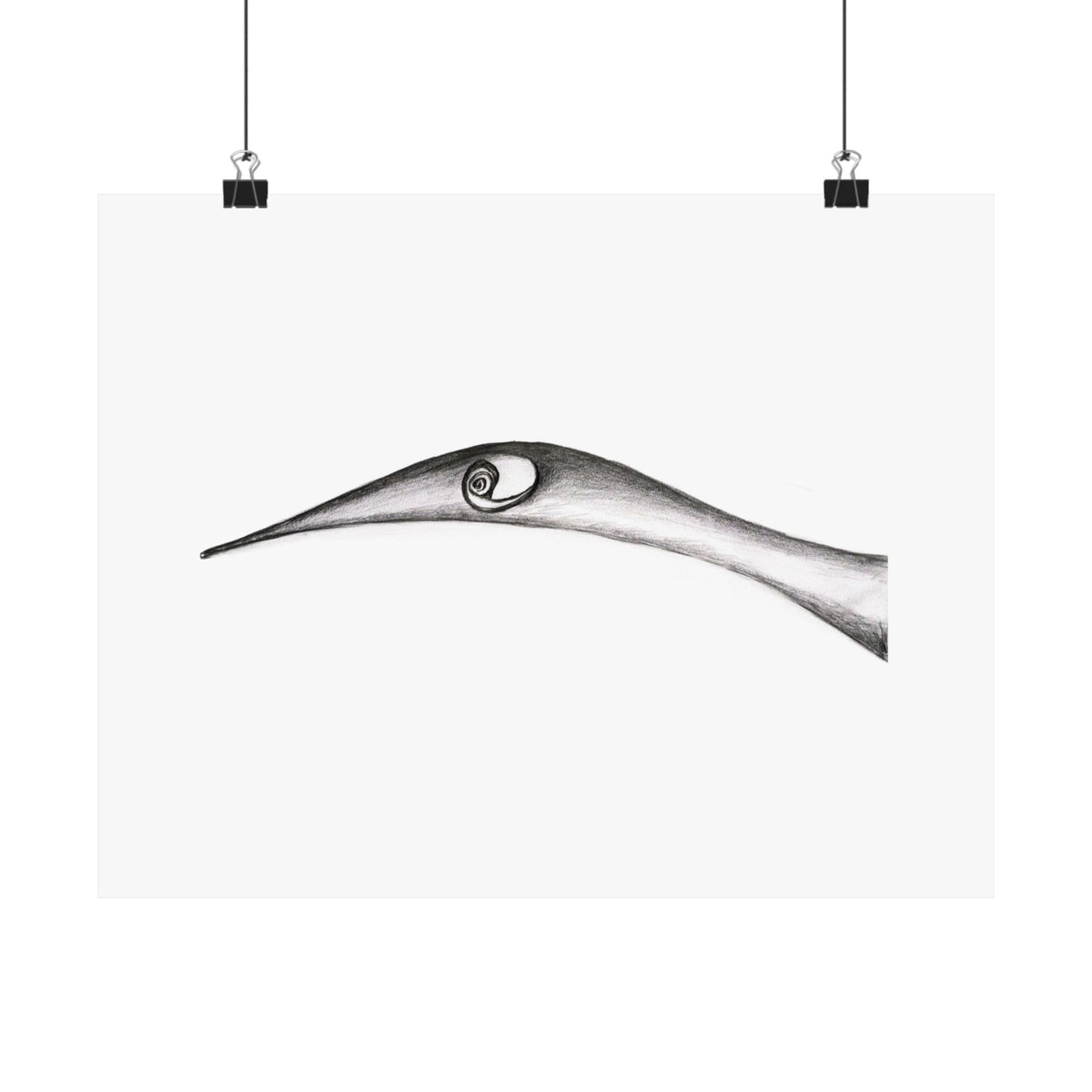 The Curious Stork — ink drawing by Alex Frishberg