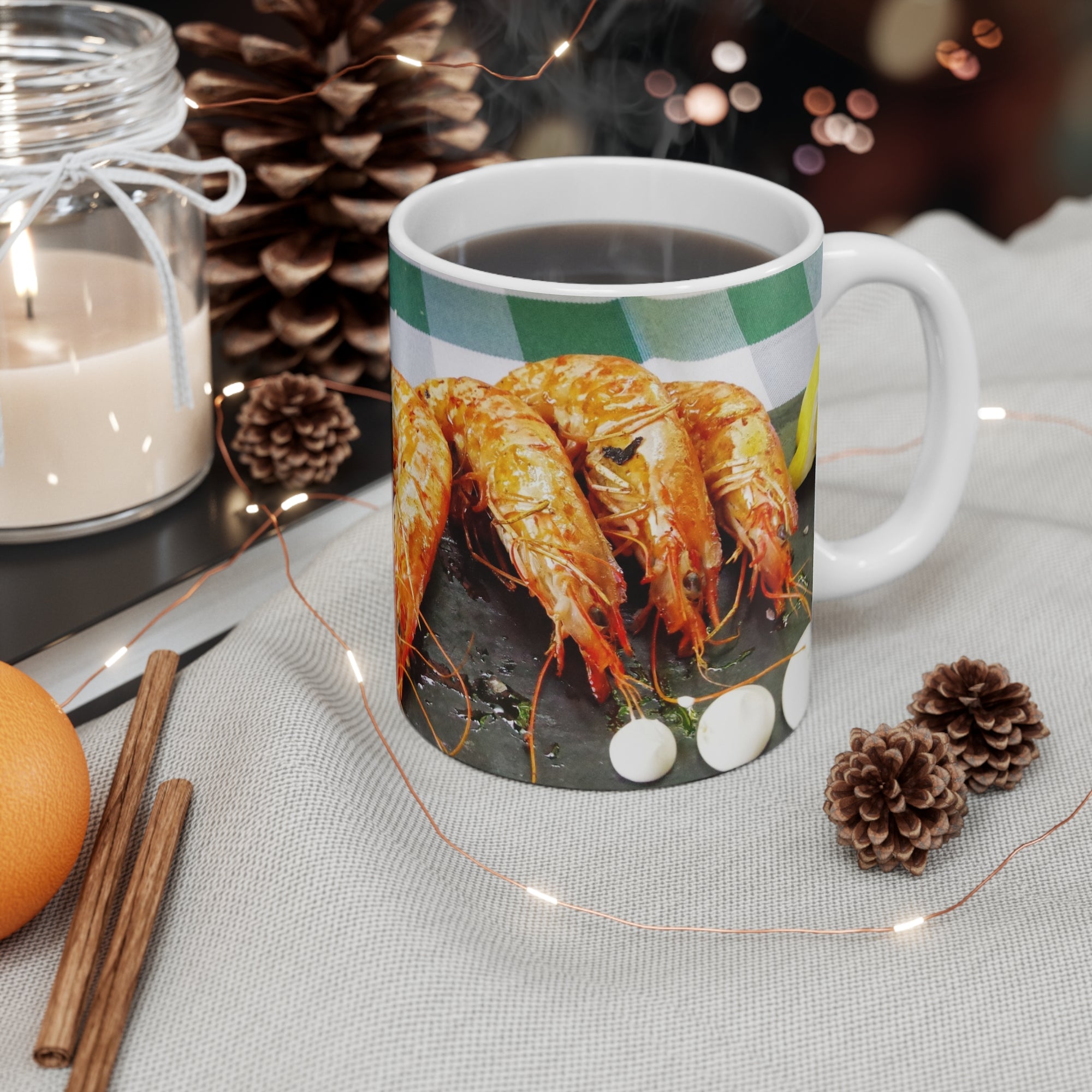 Prawns on Slate Mug — by Alex Frishberg