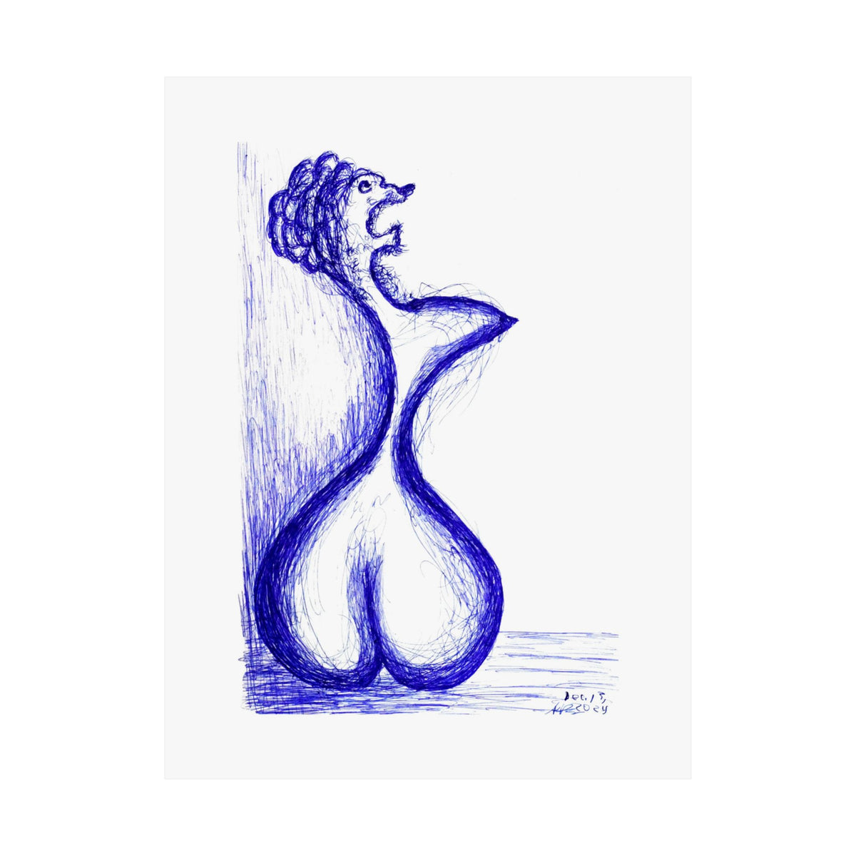 Voluptuous Poodle — drawing by Alex Frishberg
