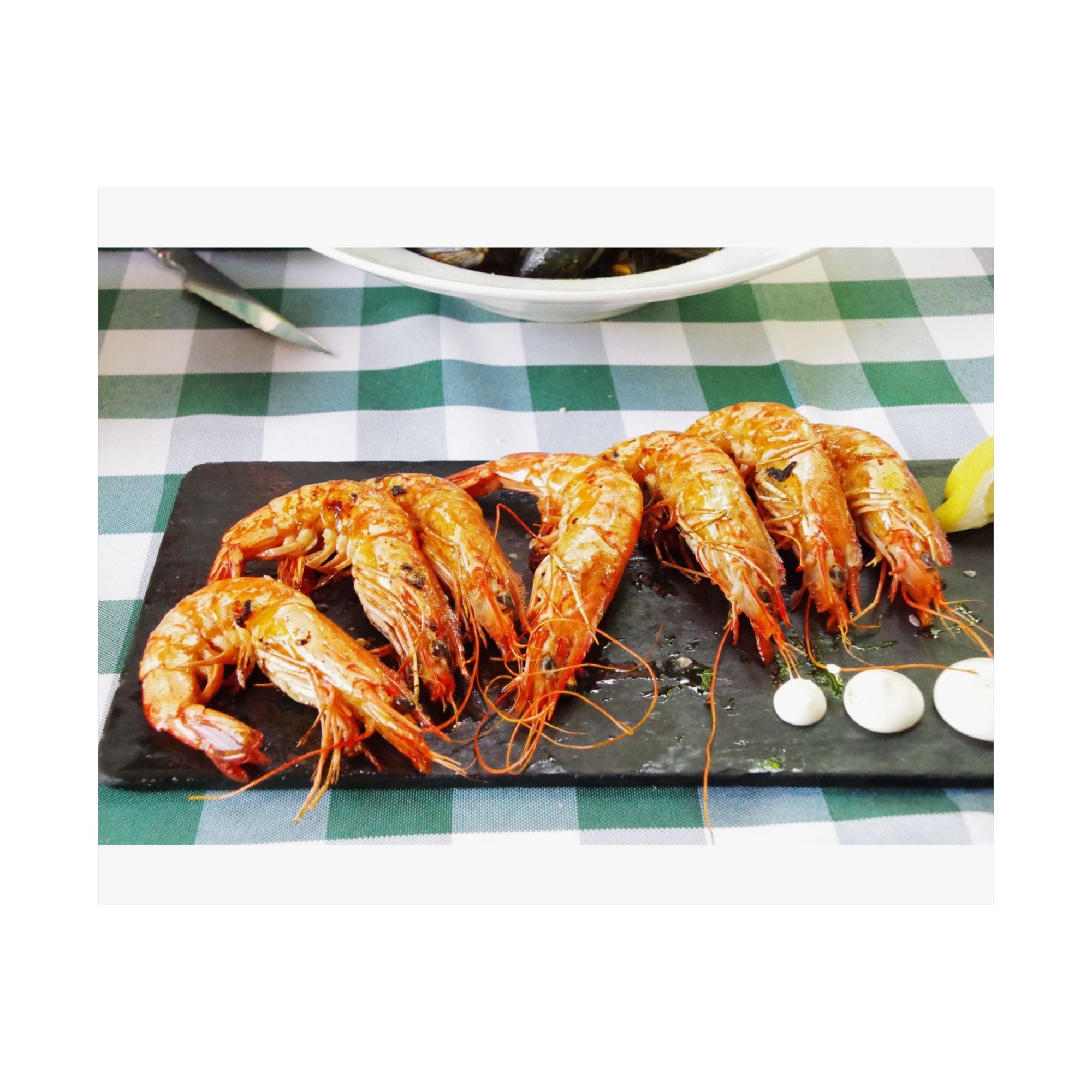 Prawns on Slate — photograph by Alex Frishberg