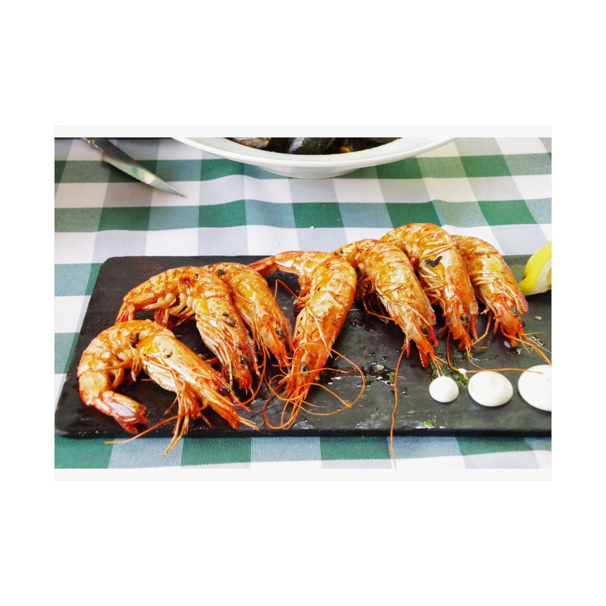 Prawns on Slate — photograph by Alex Frishberg