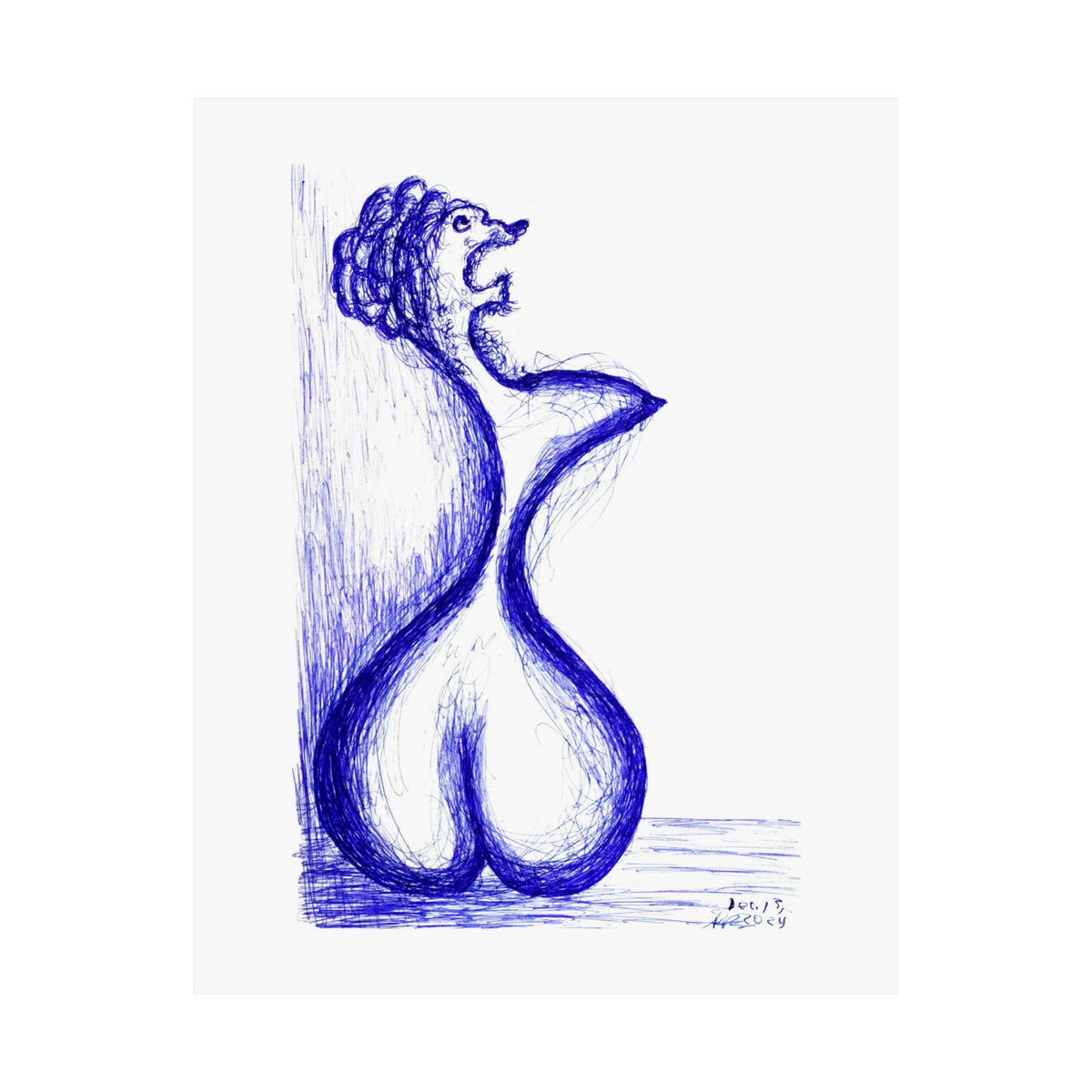 Voluptuous Poodle — drawing by Alex Frishberg